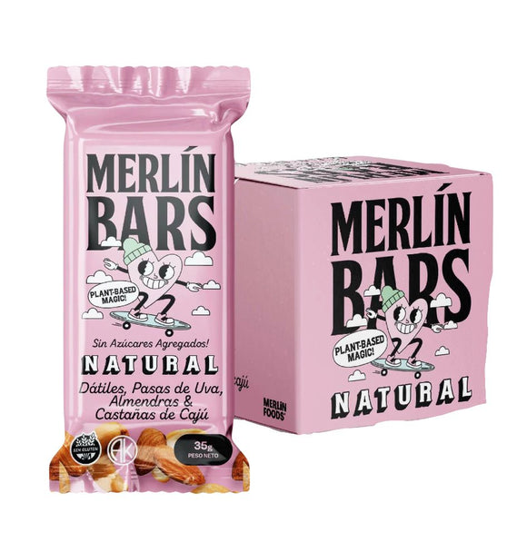 Caja x14 unid Merlin Raw Bar Sabor Natural 35grs